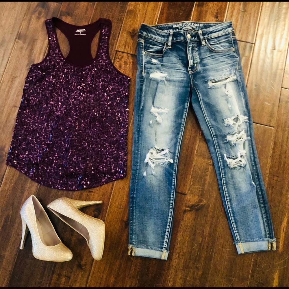 American Eagle Women’s (SUPER STRETCH) Distressed Freyed Hem  JEGGING CROP NWOT